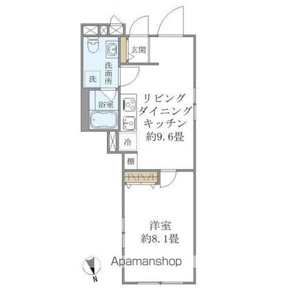 プラティーク世田谷サウス[1LDK/39.02m2]の間取図