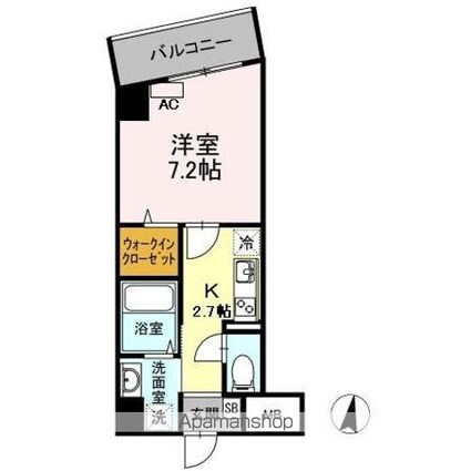 カーサヴェルデ三軒茶屋[1K/27.61m2]の間取図
