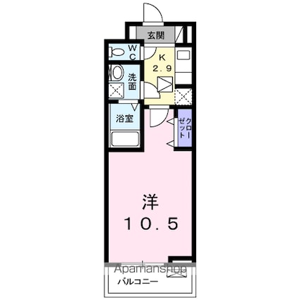 Ｂｌｕｅｂｉｒｄ　Ｆｕｊｉ[1K/29.85m2]の間取図