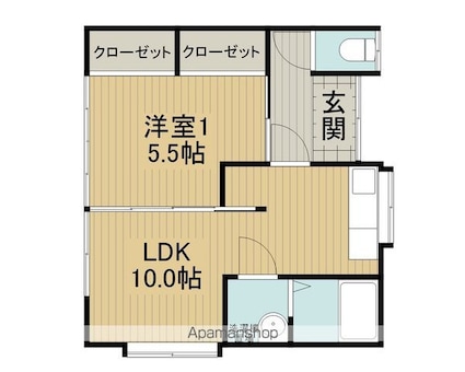 北原豊アパートＥＦ号[1LDK/38.78m2]の間取図