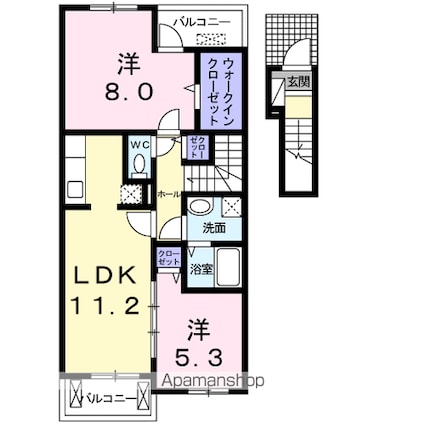 ピュアストリーム　Ａ[2LDK/60.14m2]の間取図