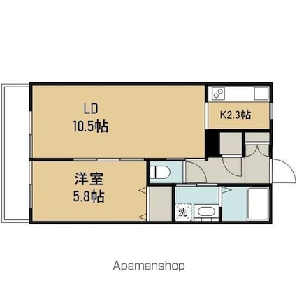 東京都三鷹市上連雀６丁目[1LDK/43.84m2]の間取図