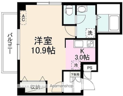 Ｔ・Ｋ　ＴＯＷＥＲ[1K/37m2]の間取図