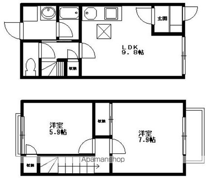 クレストビレッジⅡ[2LDK/59.62m2]の間取図