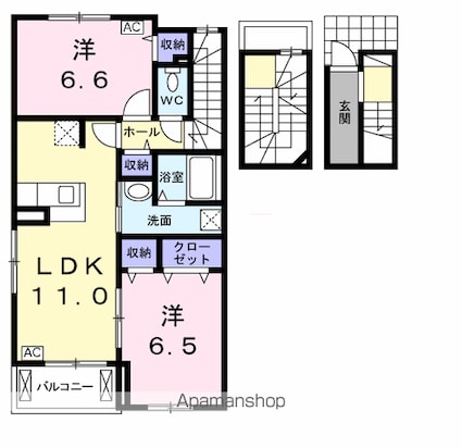 岐阜県岐阜市島新町[2LDK/64.58m2]の間取図