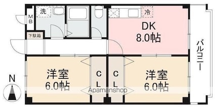 エクセル木太[2DK/47.83m2]の間取図