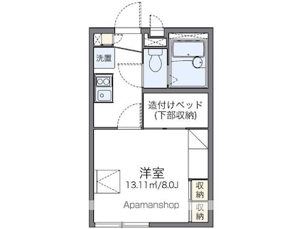 レオパレスプランタン[1K/21.53m2]の間取図
