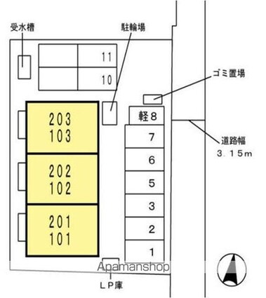 ドエル・ＴＯＭＯⅡ[2DK/62.38m2]の配置図