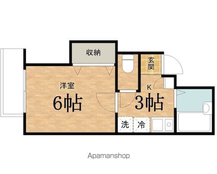 光ハイツ[1K/21m2]の間取図