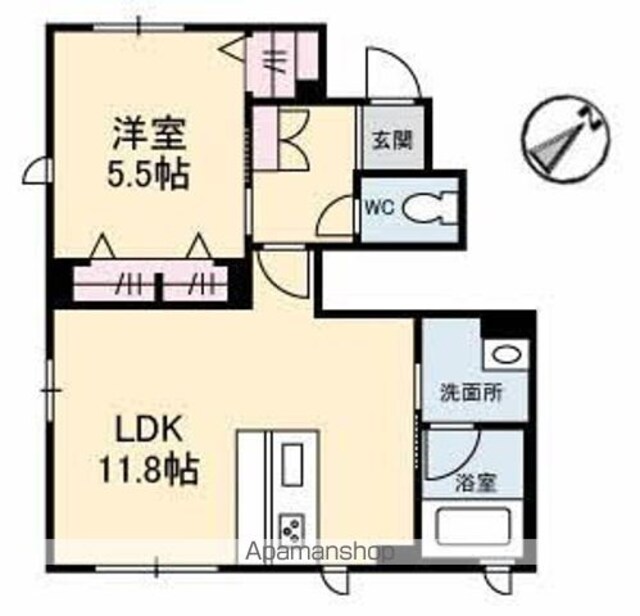 グランクロス沖野上Ｗ[1LDK/42.74m2]の間取図