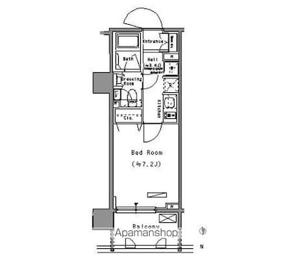 パークアクシス住吉[1K/24.4m2]の間取図