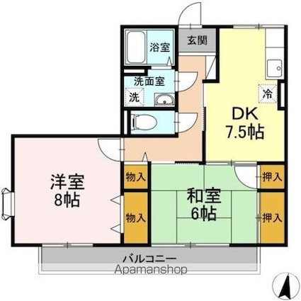 メゾンエスポワール[2DK/53.93m2]の間取図