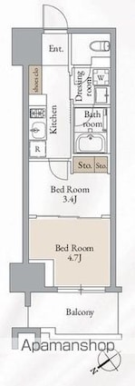 クロスレジデンス高田馬場[2K/27.6m2]の間取図