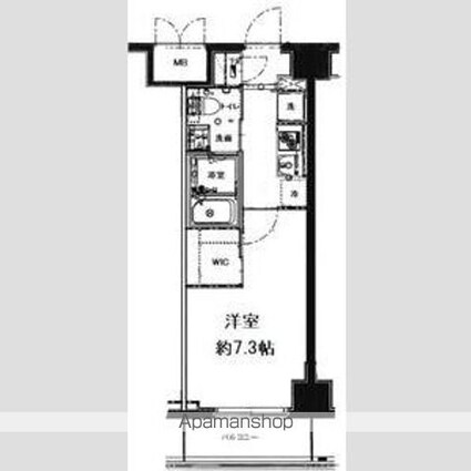 ハーモニーレジデンス神楽坂[1K/25.72m2]の間取図