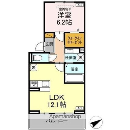Ｎ・ＤーＲＯＯＭ　ＩＩＤＡＣＨＯＵ　Ｂ棟[1LDK/44.33m2]の間取図