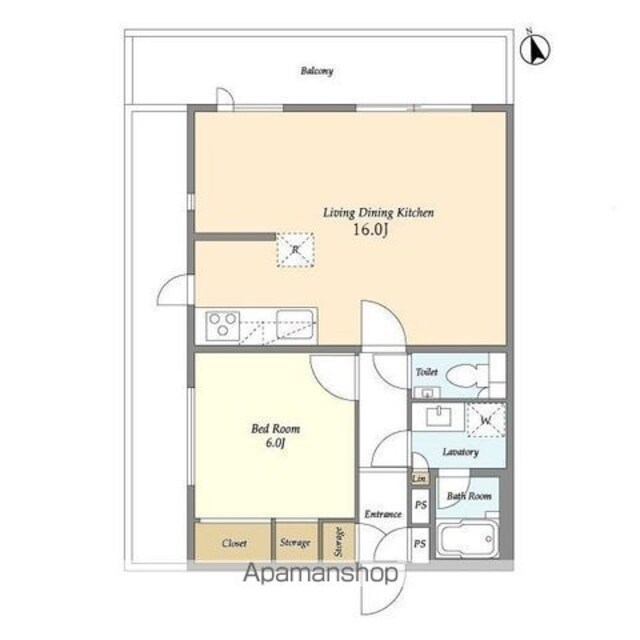 ラティエラ等々力[1LDK/50.53m2]の間取図