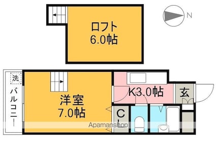 ラ・メール知寄Ⅱ[1K/25m2]の間取図