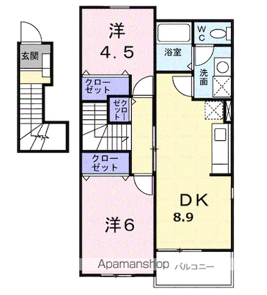 岐阜県美濃加茂市森山町２丁目[2DK/51.67m2]の間取図