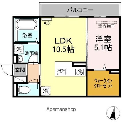 プレンティー新徳田[1LDK/40.29m2]の間取図