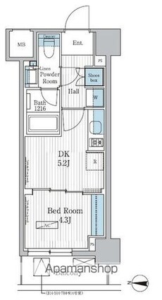 パークアクシス東陽町レジデンス[1DK/25.71m2]の間取図