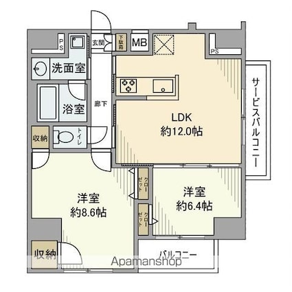 プレール・ドゥーク板橋[2LDK/59.16m2]の間取図
