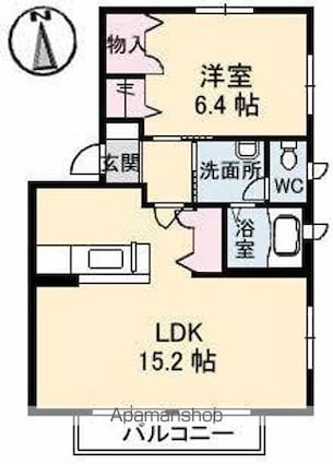 香川県高松市木太町[1LDK/48.75m2]の間取図