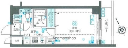 フェニックス国分寺弐番館[1K/22.16m2]の間取図