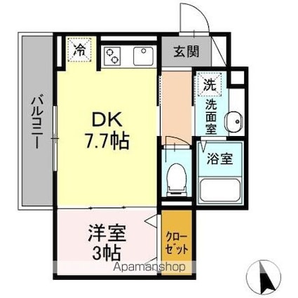 アンジュール高島平Ｉ[1DK/29.25m2]の間取図