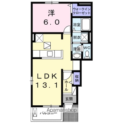 ロイ　モンテーニュ　Ⅲ[1LDK/45.15m2]の間取図