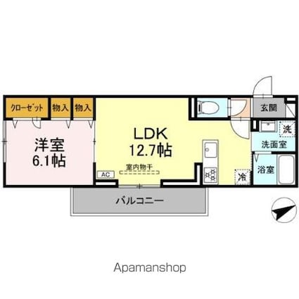 ＭーＢａｓｅ　Ｈｏｎｊｏ　Ｋｉｔａ[1LDK/43.61m2]の間取図