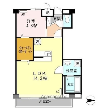 バンガーデン[1LDK/50.23m2]の間取図
