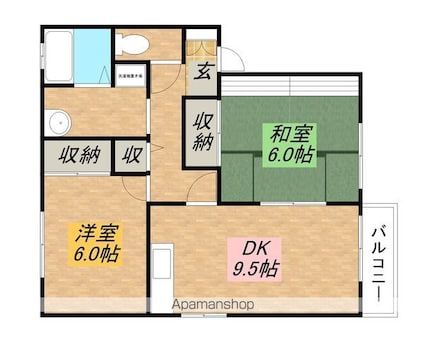 エクセル[2LDK/57.84m2]の間取図