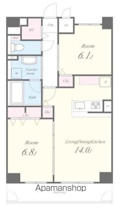 ラ・クール[2LDK/61.68m2]の間取図