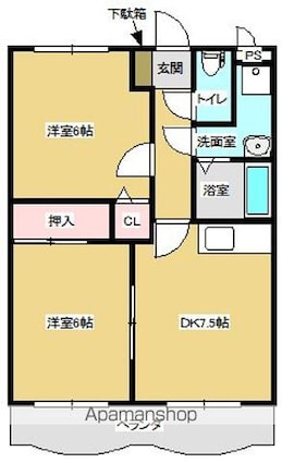 セゾン北条谷[2DK/49.2m2]の間取図