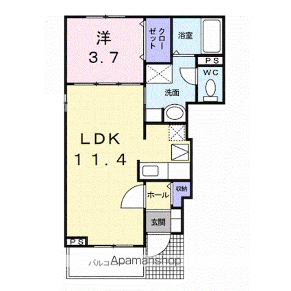 和歌山県和歌山市三葛[1LDK/37.13m2]の間取図