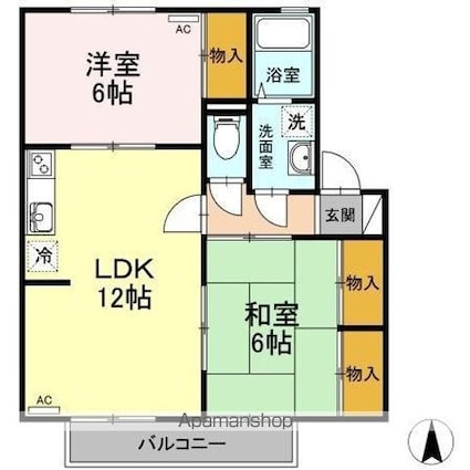 ベイサージュ・２２　Ｃ棟[2LDK/55.22m2]の間取図