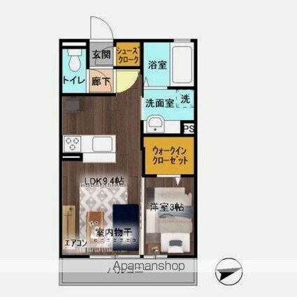 茨城県水戸市平須町[1LDK/33.38m2]の内装