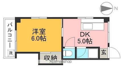 高知県高知市薊野西町３丁目[1DK/28.05m2]の間取図