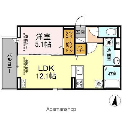 ベル・ポスト[1LDK/41.57m2]の間取図