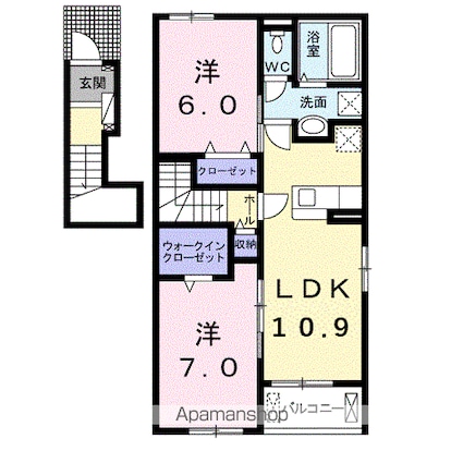 ニューライツ・エム　Ⅰ[2LDK/58.67m2]の間取図