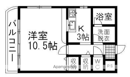 ベルメゾンスエヒロ[1K/36.75m2]の間取図