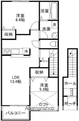 ふじやまアーバンスクエア[2LDK/65.49m2]の間取図