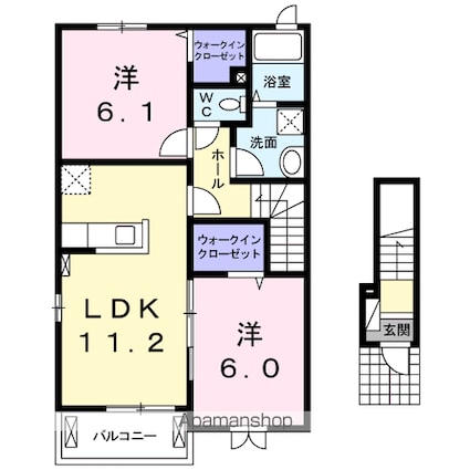 長野県駒ヶ根市赤穂[2LDK/57.63m2]の間取図