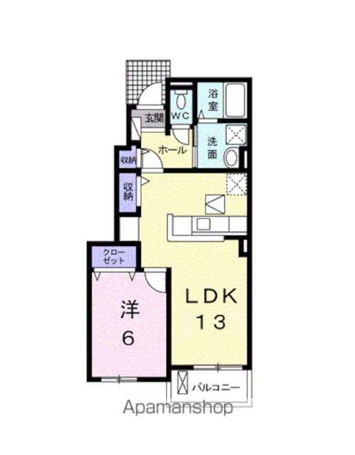 チロリアンコッティⅡ　Ｃ[1LDK/45.82m2]の間取図