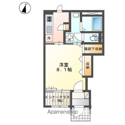 オアシスガーデン立花[1K/33.86m2]の間取図