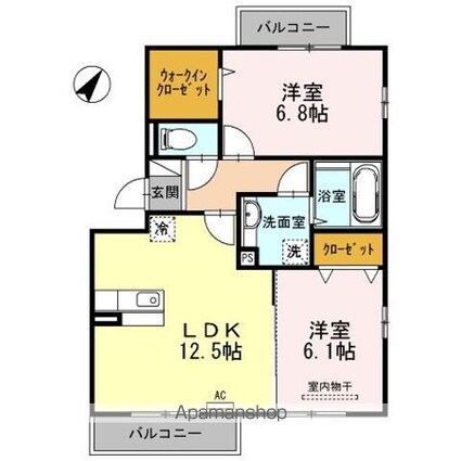 ミリール　Ｇｏｔｏ[2LDK/60.85m2]の間取図