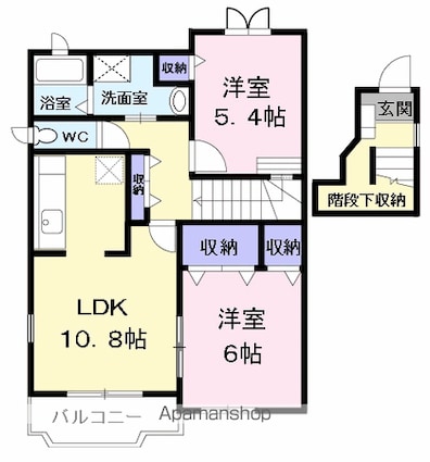 レジデンスグリーンヒル[2LDK/61.54m2]の間取図