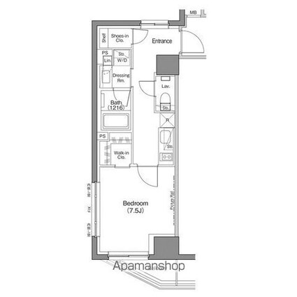 ザ・パークハビオ神楽坂香月[1K/31.55m2]の間取図