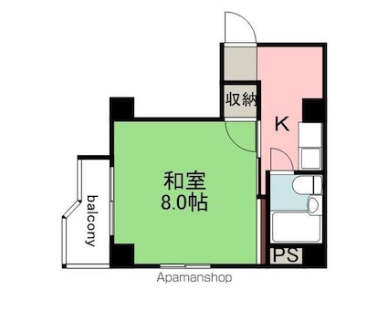 広島県広島市中区光南３丁目[1K/24.12m2]の間取図