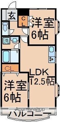 しゃんぐりらひる[2LDK/57m2]の間取図